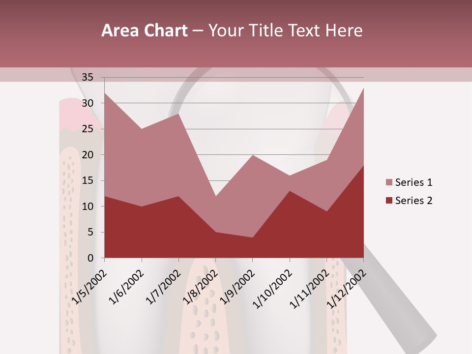 A Tooth With A Magnifying Glass On Top Of It PowerPoint Template