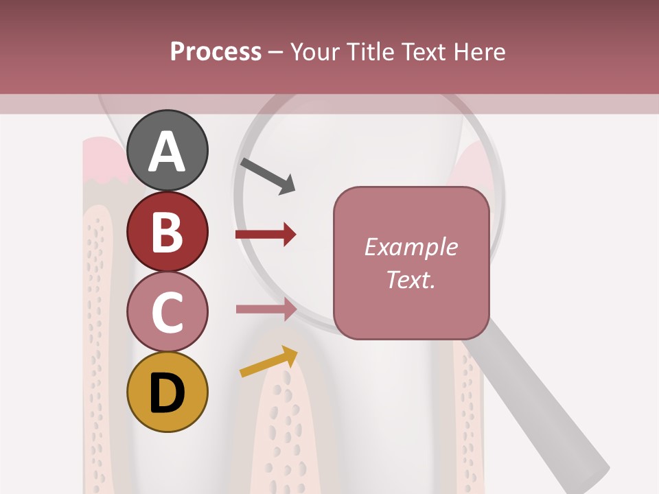 A Tooth With A Magnifying Glass On Top Of It PowerPoint Template