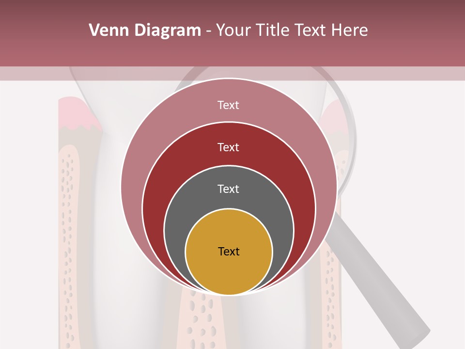 A Tooth With A Magnifying Glass On Top Of It PowerPoint Template