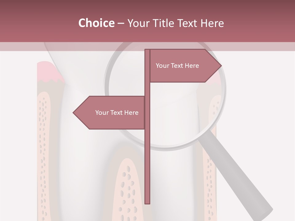 A Tooth With A Magnifying Glass On Top Of It PowerPoint Template