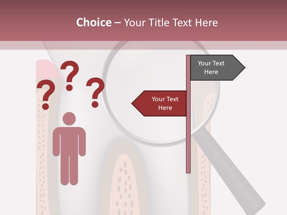 A Tooth With A Magnifying Glass On Top Of It PowerPoint Template
