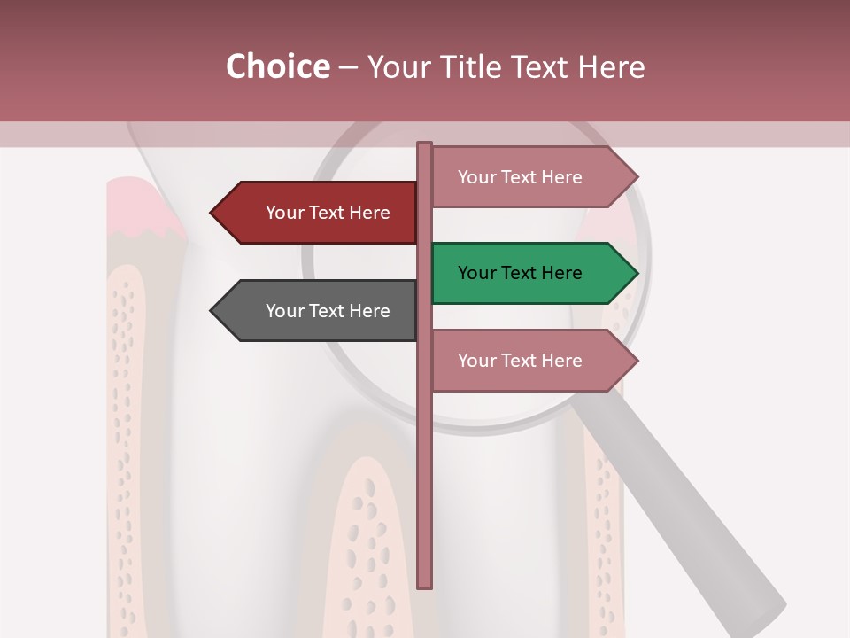 A Tooth With A Magnifying Glass On Top Of It PowerPoint Template
