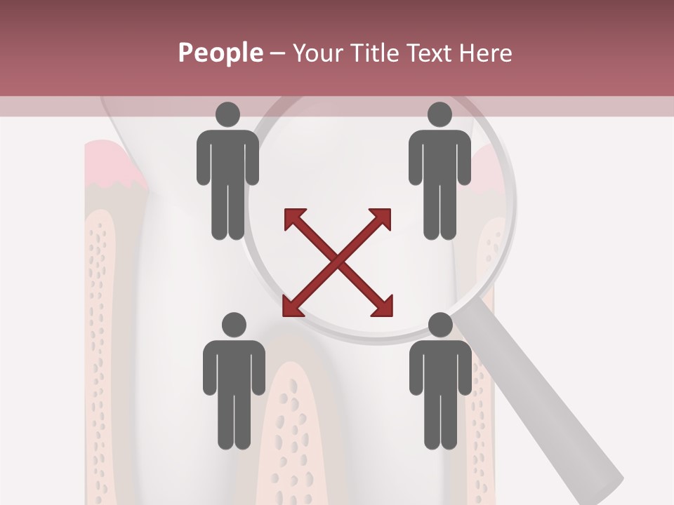 A Tooth With A Magnifying Glass On Top Of It PowerPoint Template