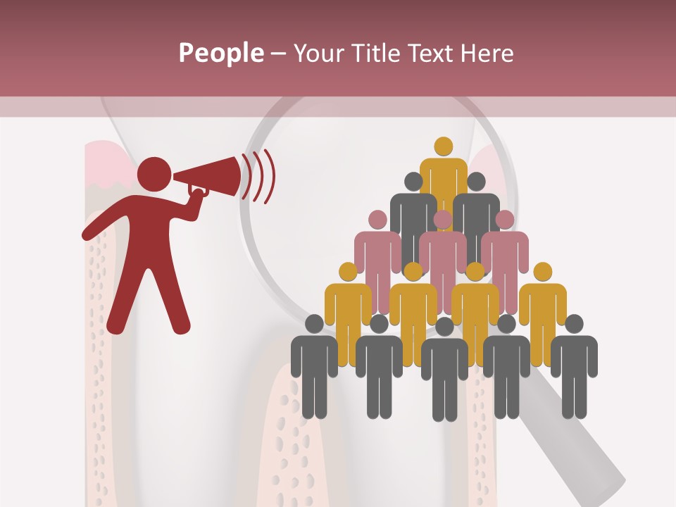 A Tooth With A Magnifying Glass On Top Of It PowerPoint Template