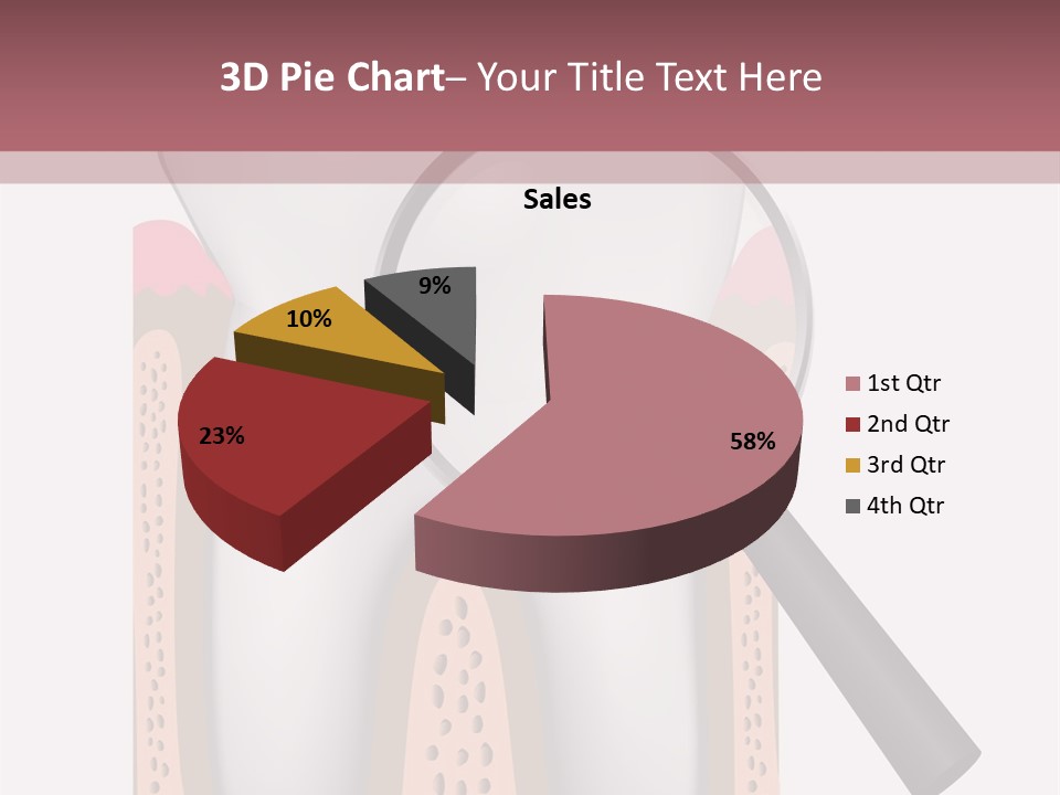 A Tooth With A Magnifying Glass On Top Of It PowerPoint Template