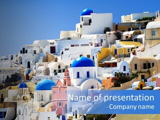 A Large Number Of Buildings With Blue Domes On Them PowerPoint Template