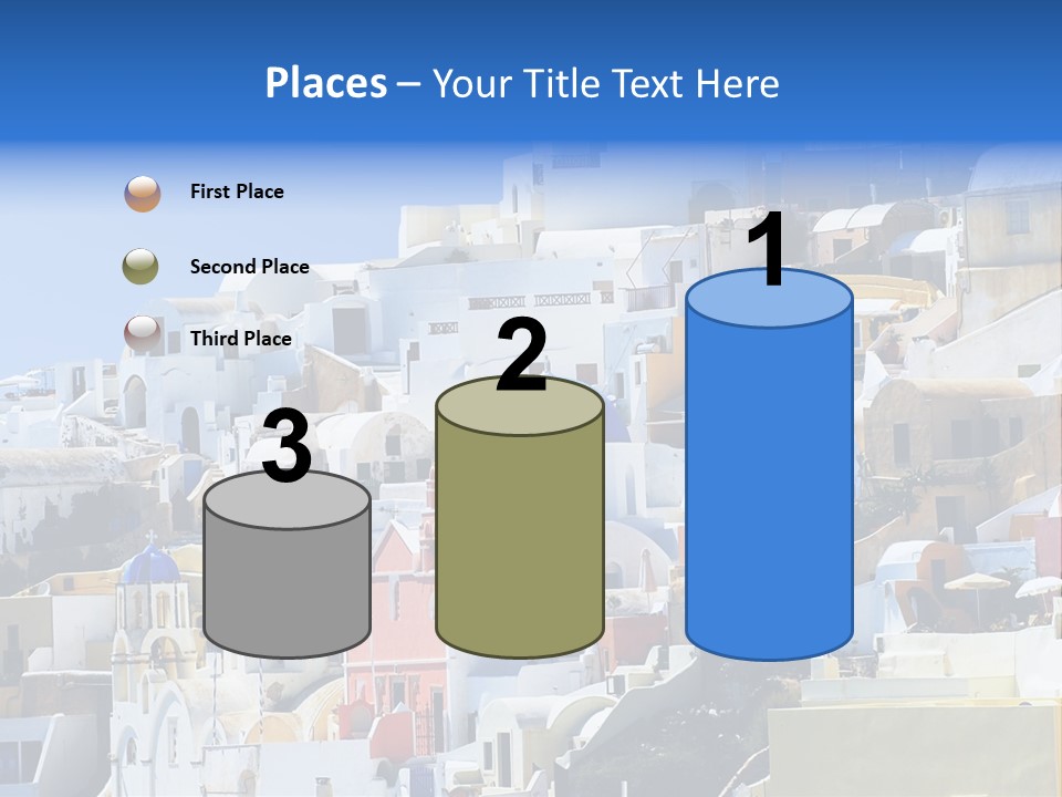 A Large Number Of Buildings With Blue Domes On Them PowerPoint Template
