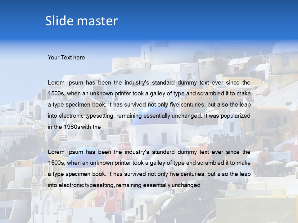 A Large Number Of Buildings With Blue Domes On Them PowerPoint Template