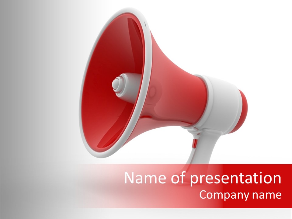 A Red And White Megaphone On A White Background PowerPoint Template