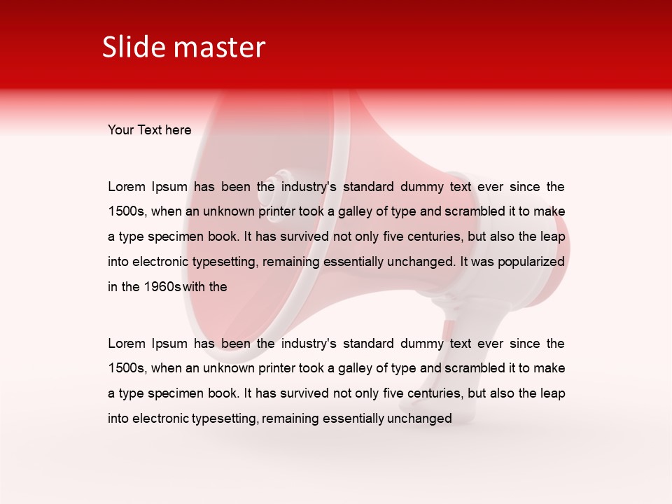 A Red And White Megaphone On A White Background PowerPoint Template