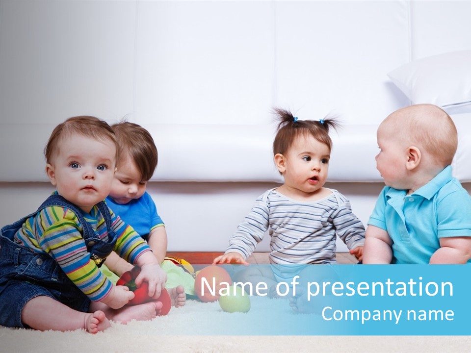 A Group Of Babies Sitting Next To Each Other PowerPoint Template
