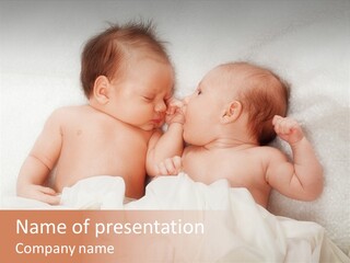 Newborn Child Twins Baby Baby PowerPoint Template