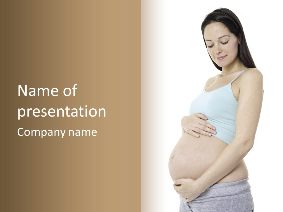 A Pregnant Woman Is Holding Her Stomach PowerPoint Template