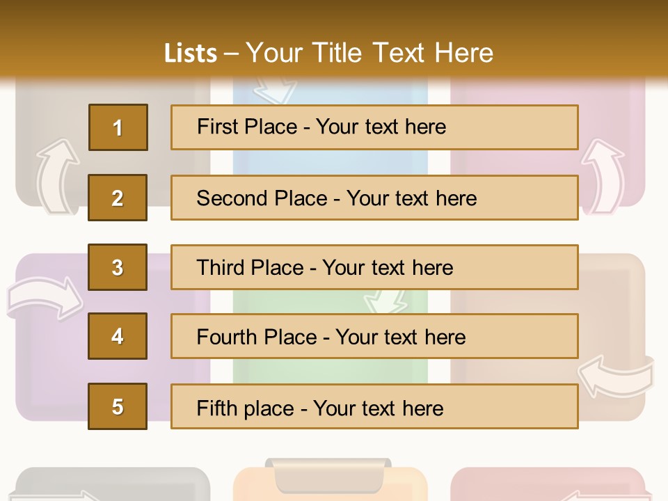 A Set Of Different Colored Folders With Arrows On Them PowerPoint Template