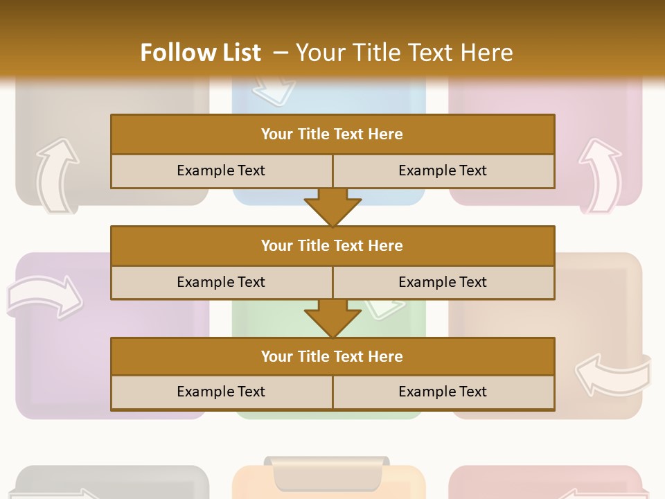 A Set Of Different Colored Folders With Arrows On Them PowerPoint Template