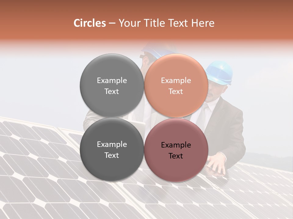 Two Men In Hard Hats Looking At A Solar Panel PowerPoint Template