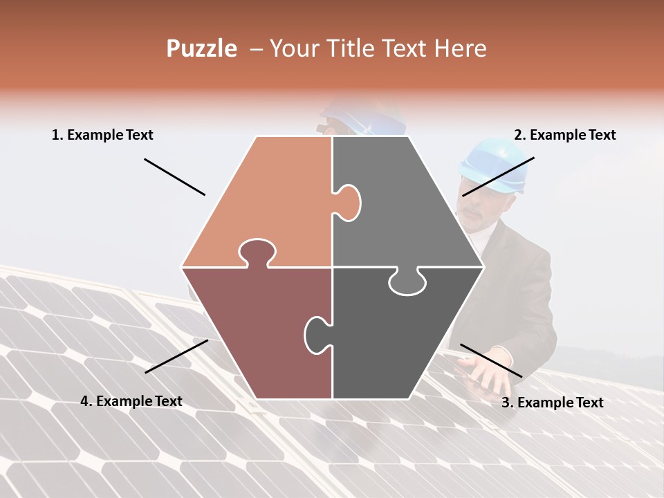 Two Men In Hard Hats Looking At A Solar Panel PowerPoint Template