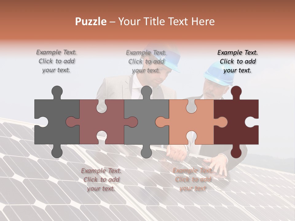 Two Men In Hard Hats Looking At A Solar Panel PowerPoint Template