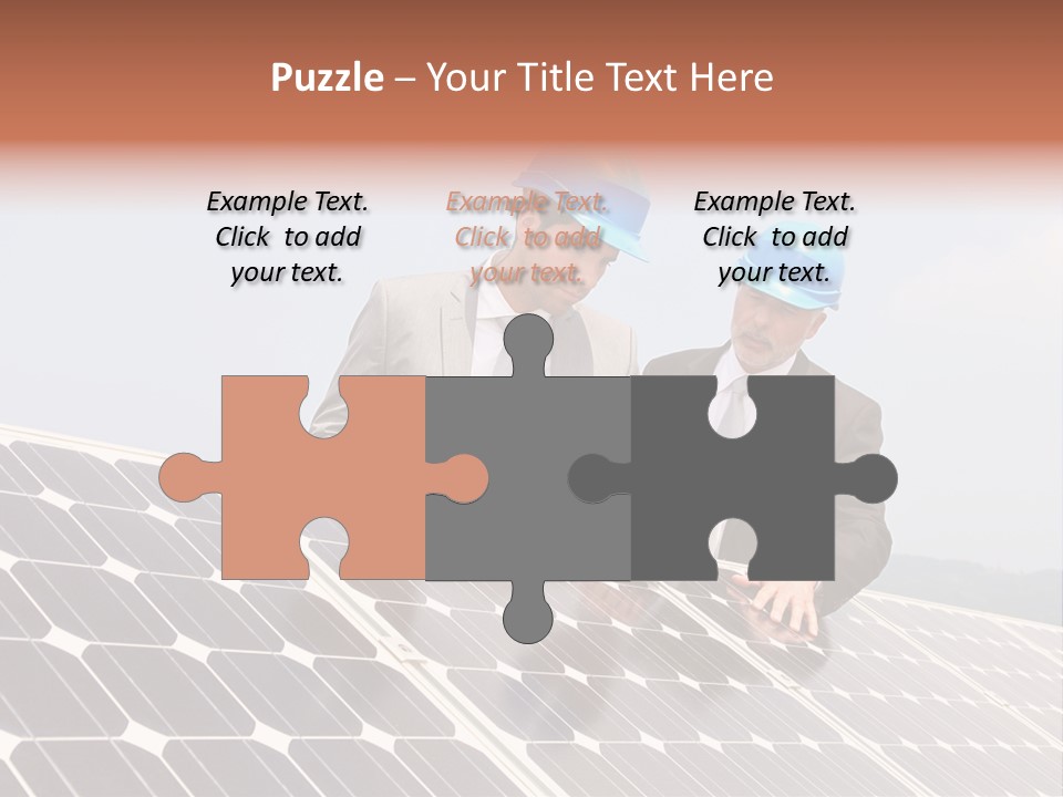 Two Men In Hard Hats Looking At A Solar Panel PowerPoint Template
