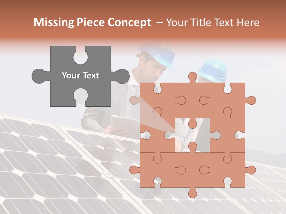 Two Men In Hard Hats Looking At A Solar Panel PowerPoint Template