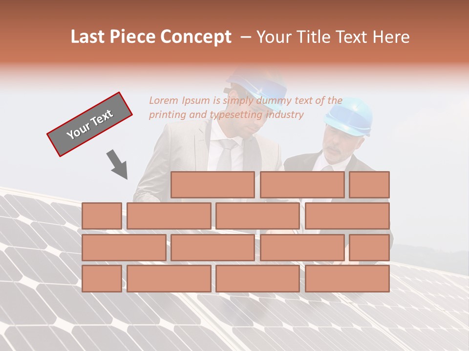 Two Men In Hard Hats Looking At A Solar Panel PowerPoint Template