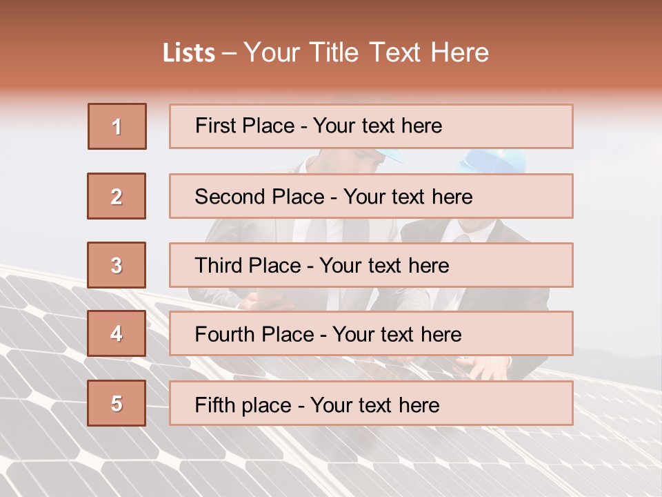 Two Men In Hard Hats Looking At A Solar Panel PowerPoint Template