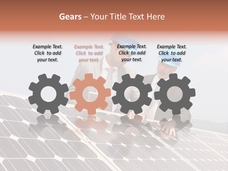 Two Men In Hard Hats Looking At A Solar Panel PowerPoint Template