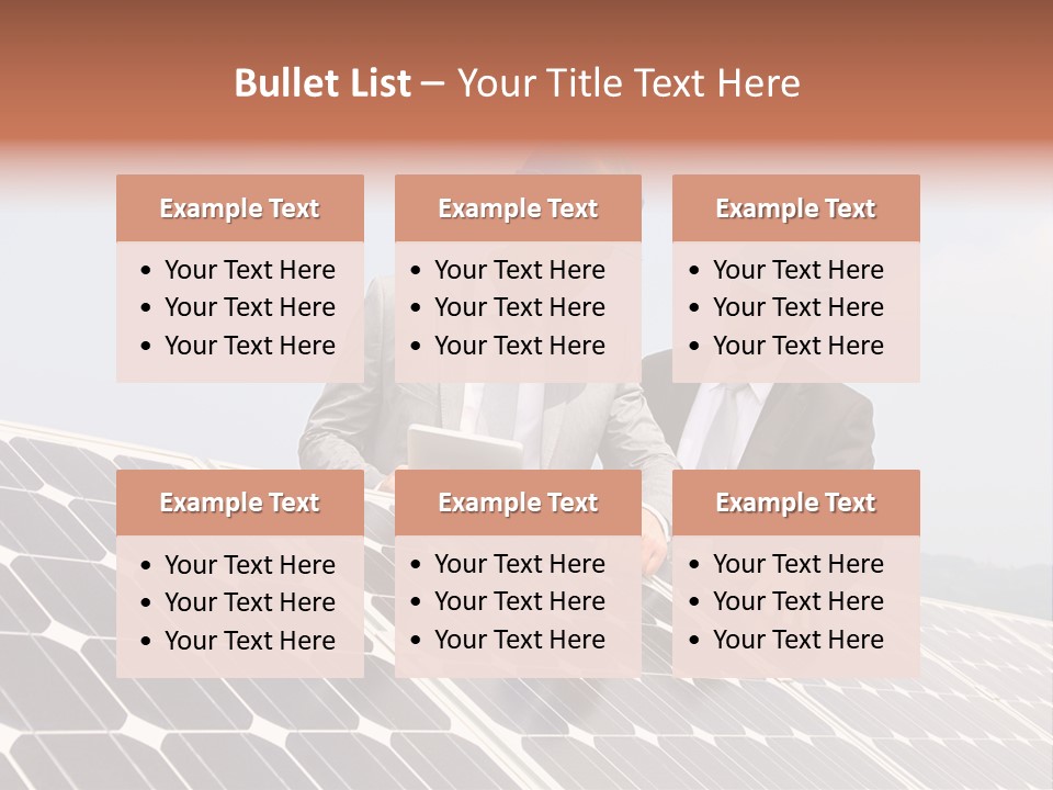 Two Men In Hard Hats Looking At A Solar Panel PowerPoint Template