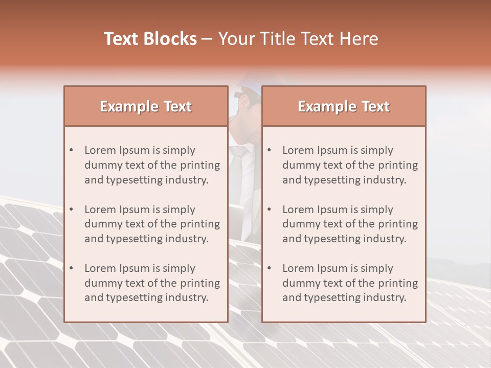 Two Men In Hard Hats Looking At A Solar Panel PowerPoint Template