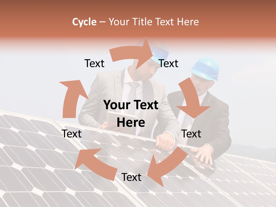 Two Men In Hard Hats Looking At A Solar Panel PowerPoint Template
