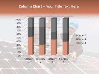 Two Men In Hard Hats Looking At A Solar Panel PowerPoint Template