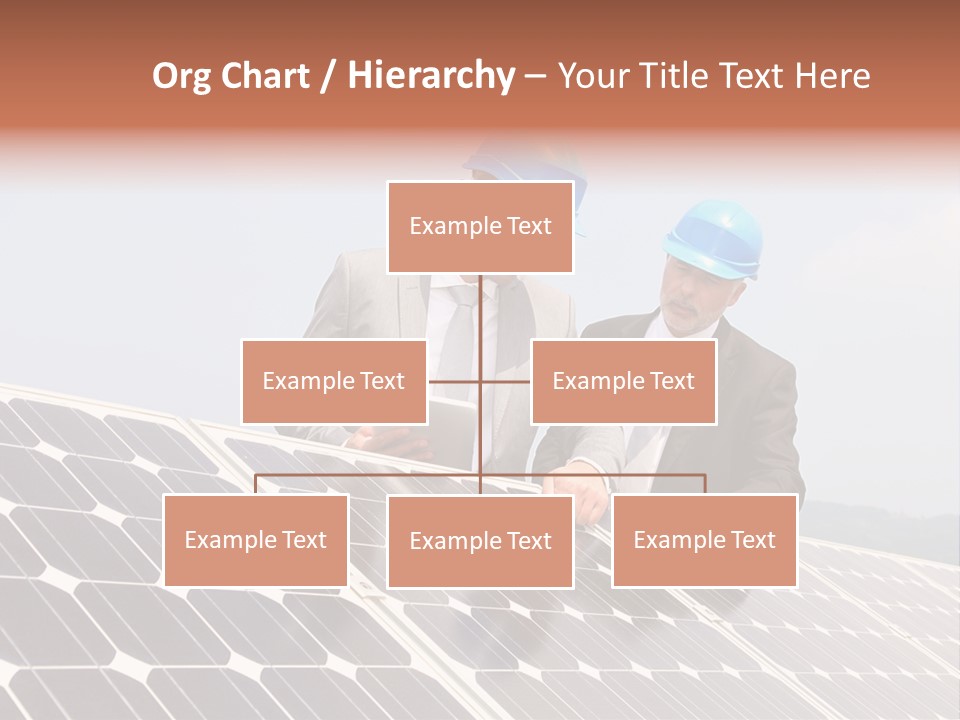 Two Men In Hard Hats Looking At A Solar Panel PowerPoint Template