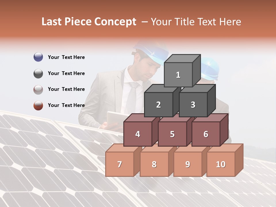 Two Men In Hard Hats Looking At A Solar Panel PowerPoint Template