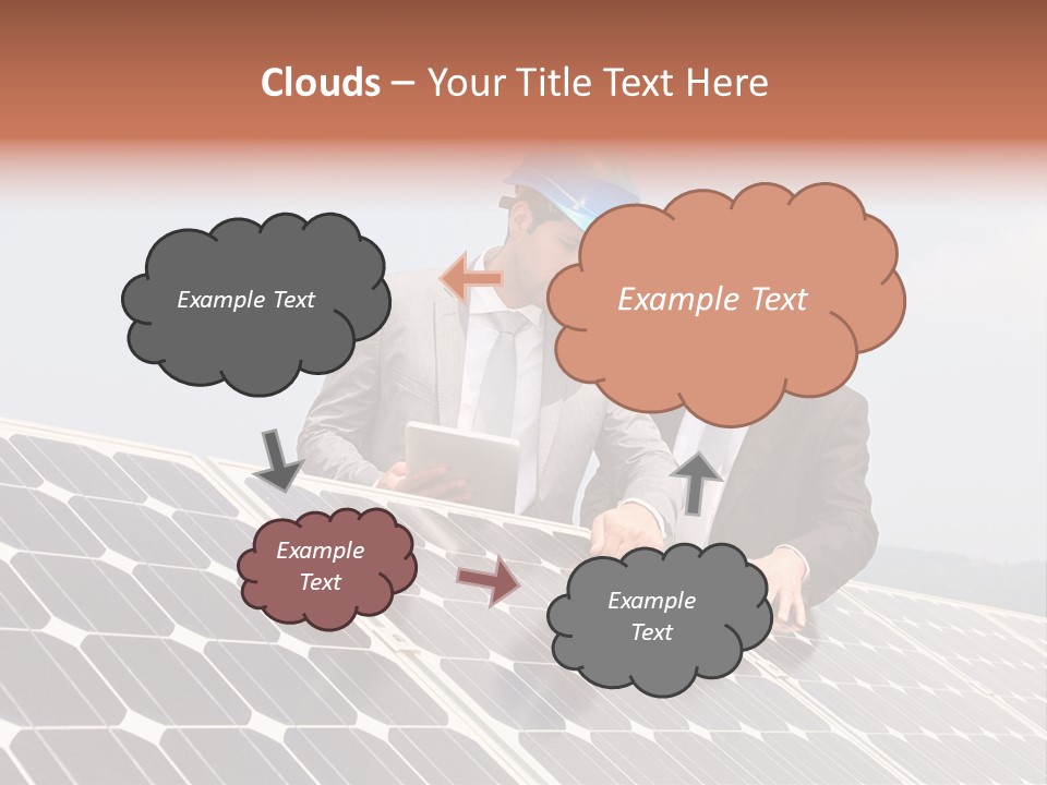 Two Men In Hard Hats Looking At A Solar Panel PowerPoint Template