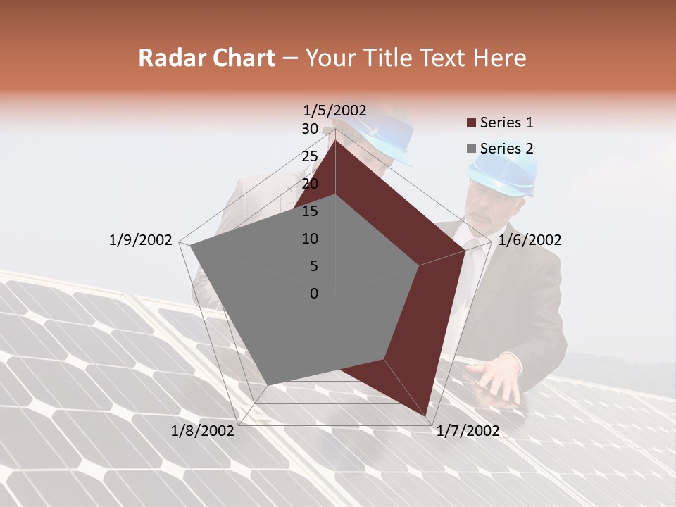 Two Men In Hard Hats Looking At A Solar Panel PowerPoint Template