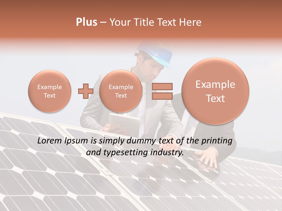 Two Men In Hard Hats Looking At A Solar Panel PowerPoint Template