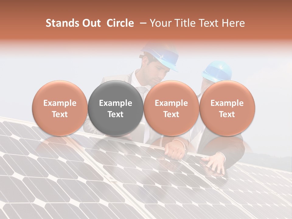 Two Men In Hard Hats Looking At A Solar Panel PowerPoint Template