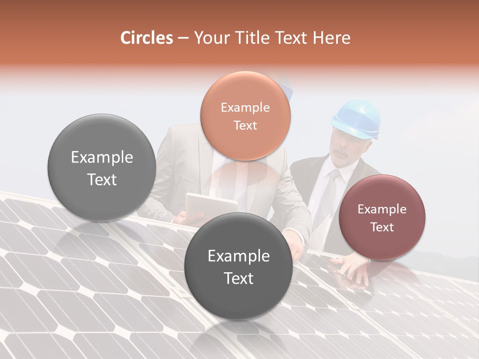 Two Men In Hard Hats Looking At A Solar Panel PowerPoint Template