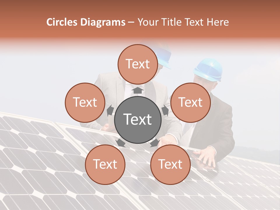 Two Men In Hard Hats Looking At A Solar Panel PowerPoint Template
