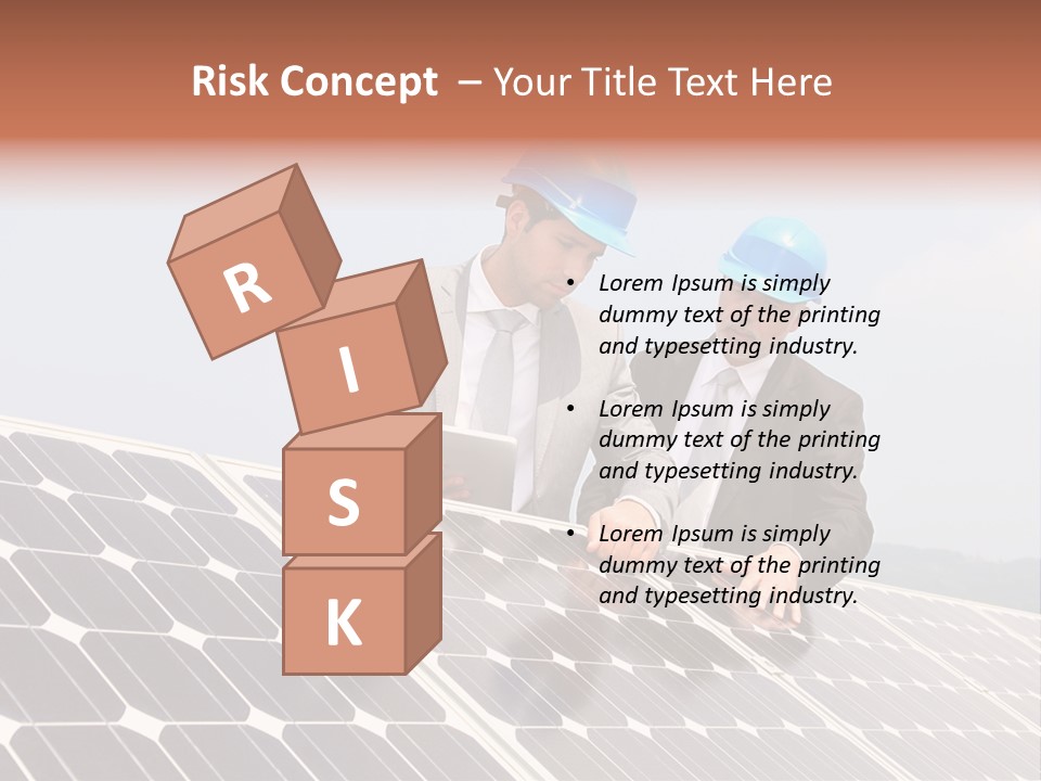 Two Men In Hard Hats Looking At A Solar Panel PowerPoint Template
