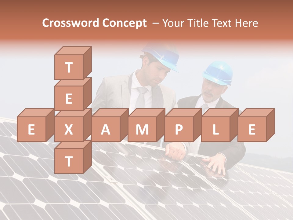 Two Men In Hard Hats Looking At A Solar Panel PowerPoint Template