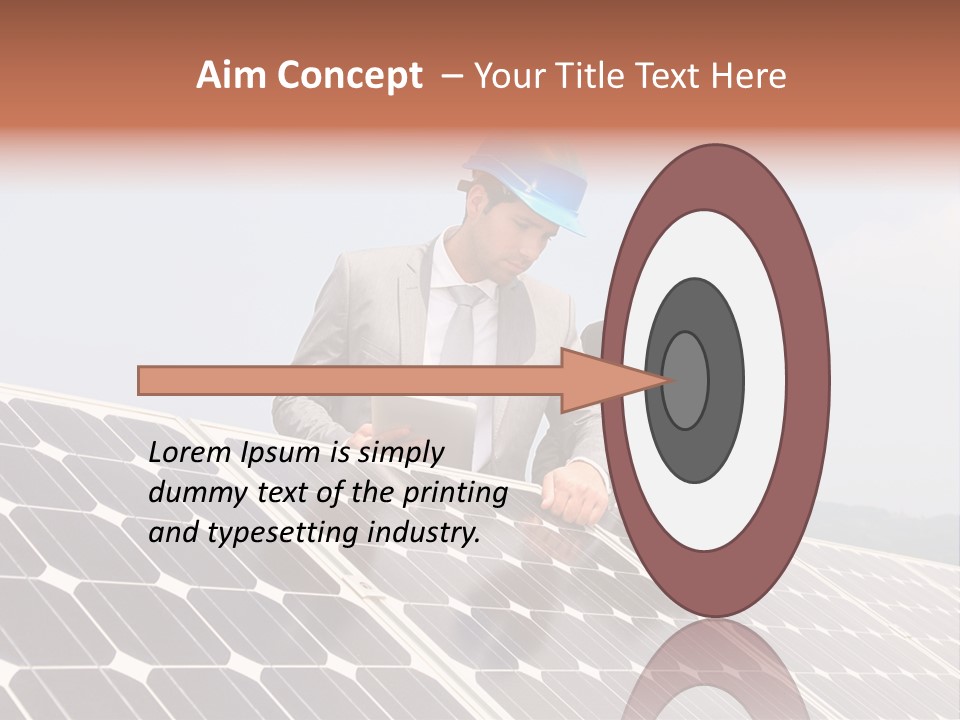 Two Men In Hard Hats Looking At A Solar Panel PowerPoint Template
