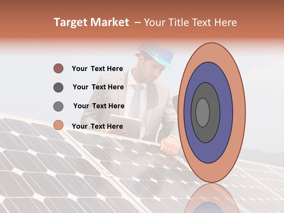 Two Men In Hard Hats Looking At A Solar Panel PowerPoint Template