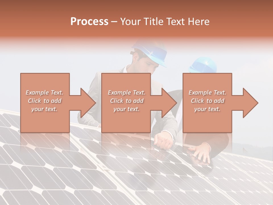 Two Men In Hard Hats Looking At A Solar Panel PowerPoint Template