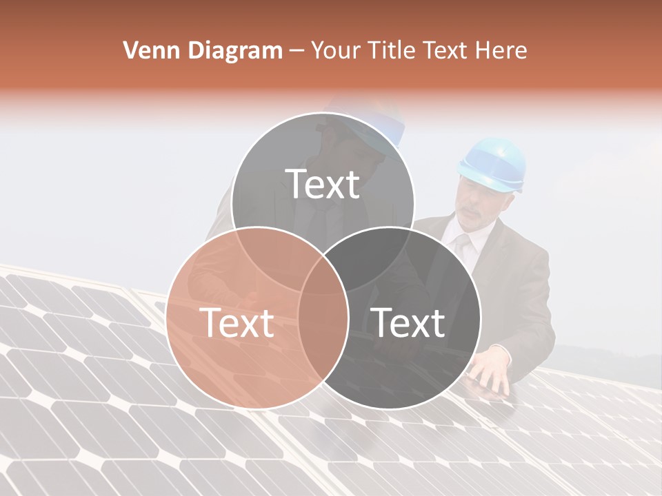 Two Men In Hard Hats Looking At A Solar Panel PowerPoint Template