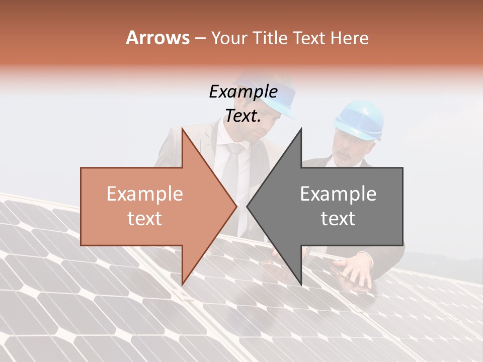 Two Men In Hard Hats Looking At A Solar Panel PowerPoint Template