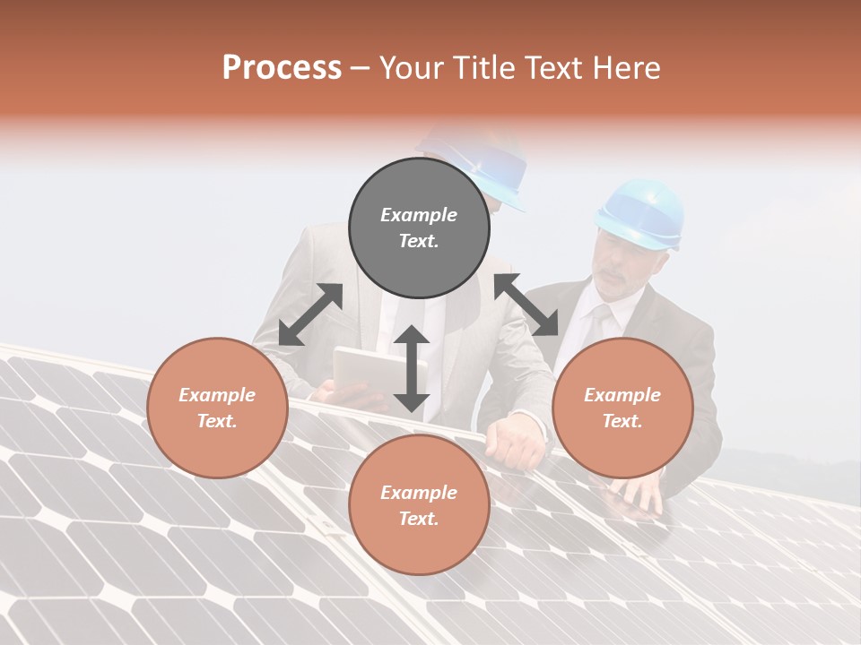 Two Men In Hard Hats Looking At A Solar Panel PowerPoint Template