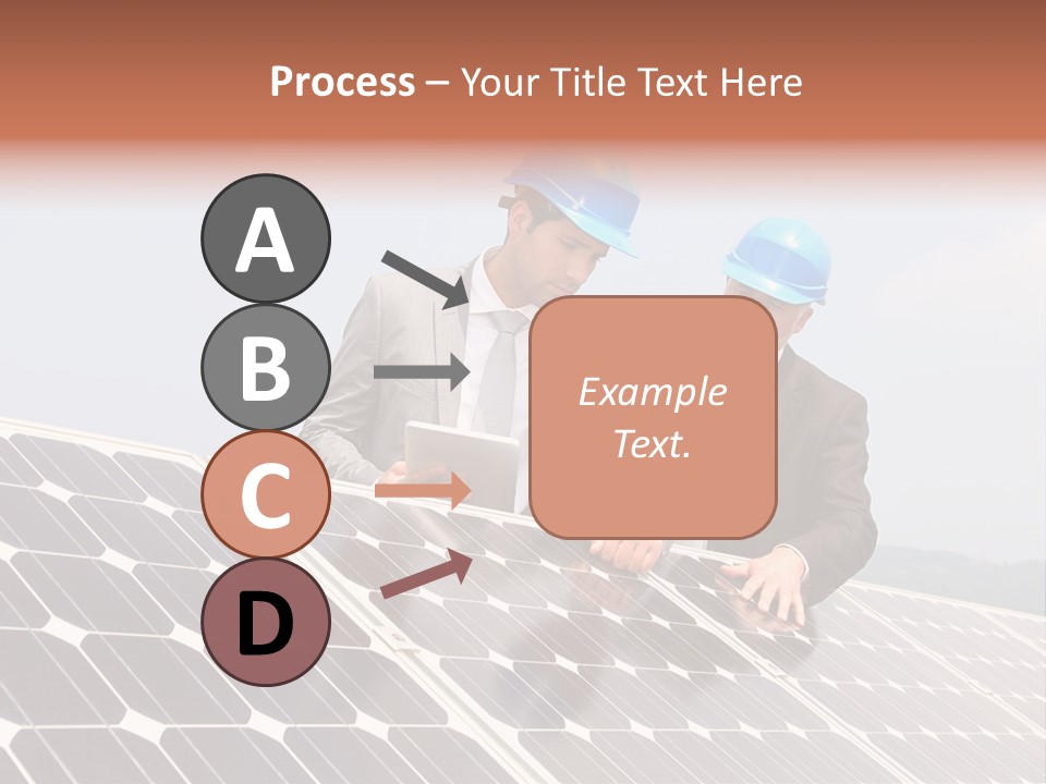 Two Men In Hard Hats Looking At A Solar Panel PowerPoint Template