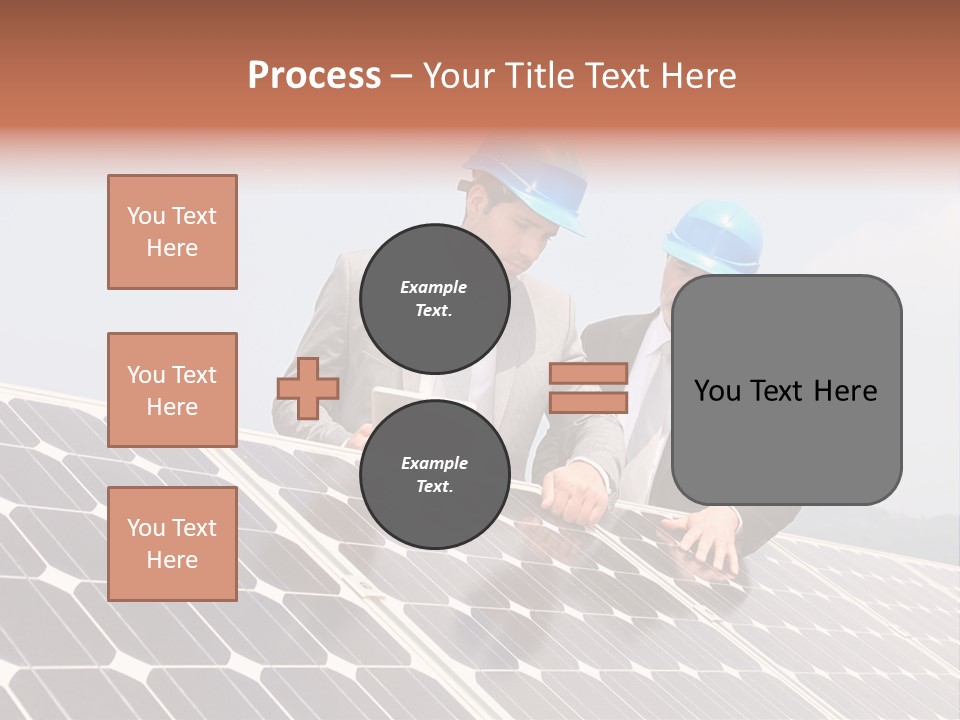 Two Men In Hard Hats Looking At A Solar Panel PowerPoint Template