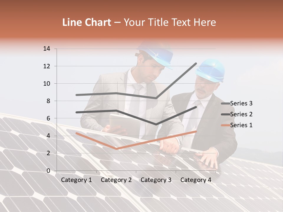 Two Men In Hard Hats Looking At A Solar Panel PowerPoint Template